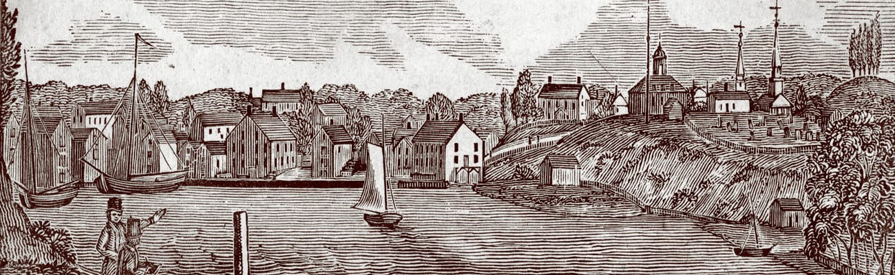 South view of the borough of Norwalk, 1836 | Wood Engraving | John Warner Barber, (1798 - 1885)