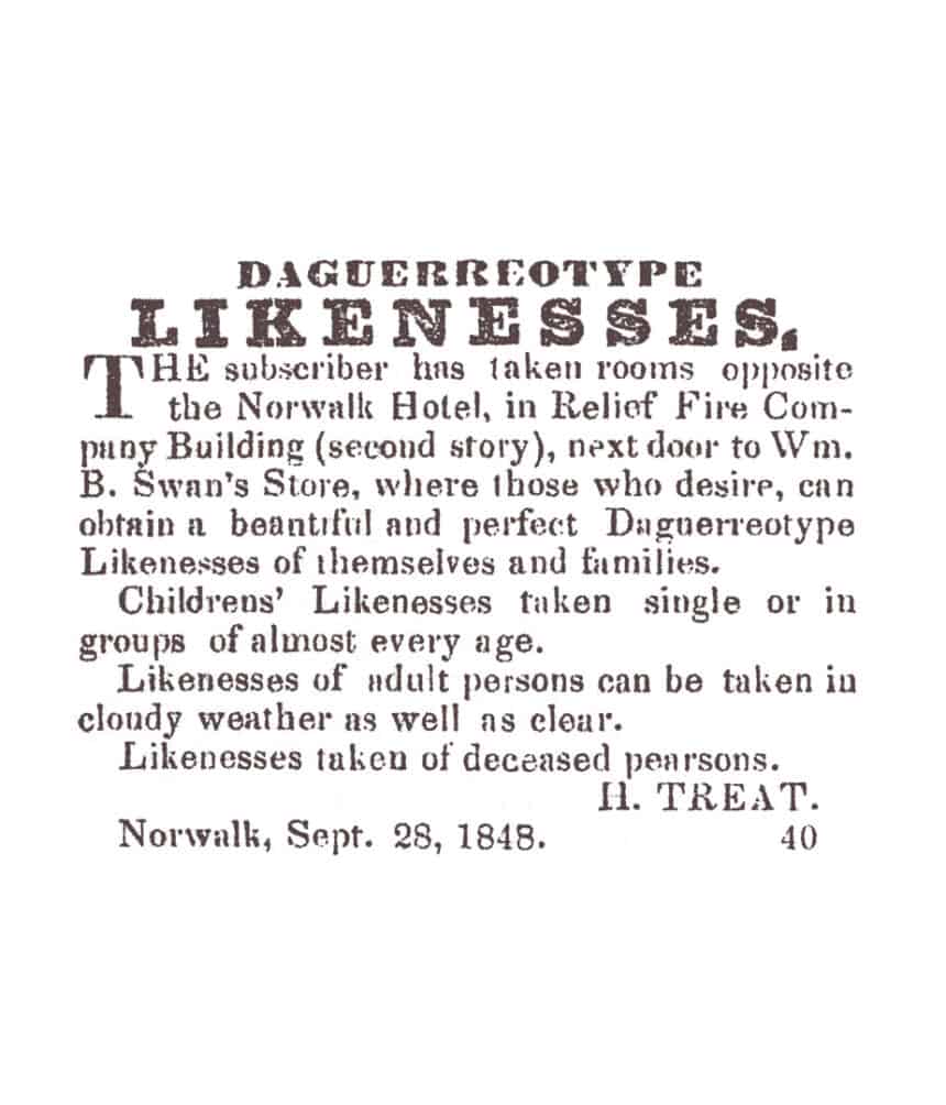 Norwalk Gazette advertisement, 1848