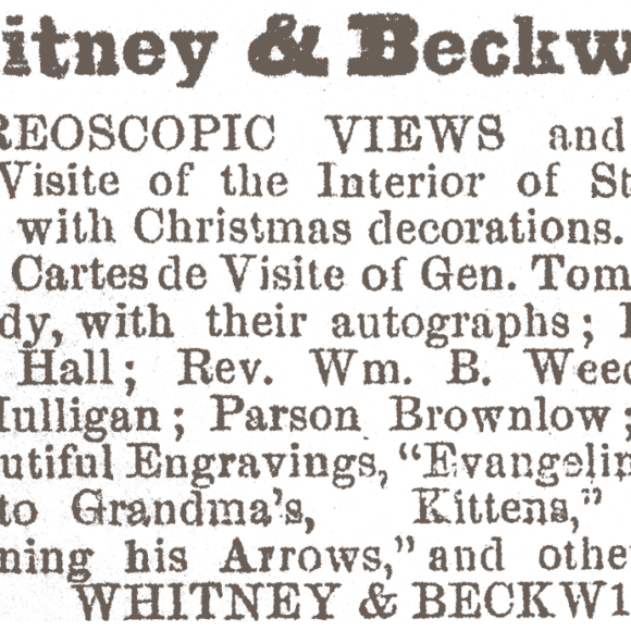 Newspaper advertisement, Whitney & Beckwith