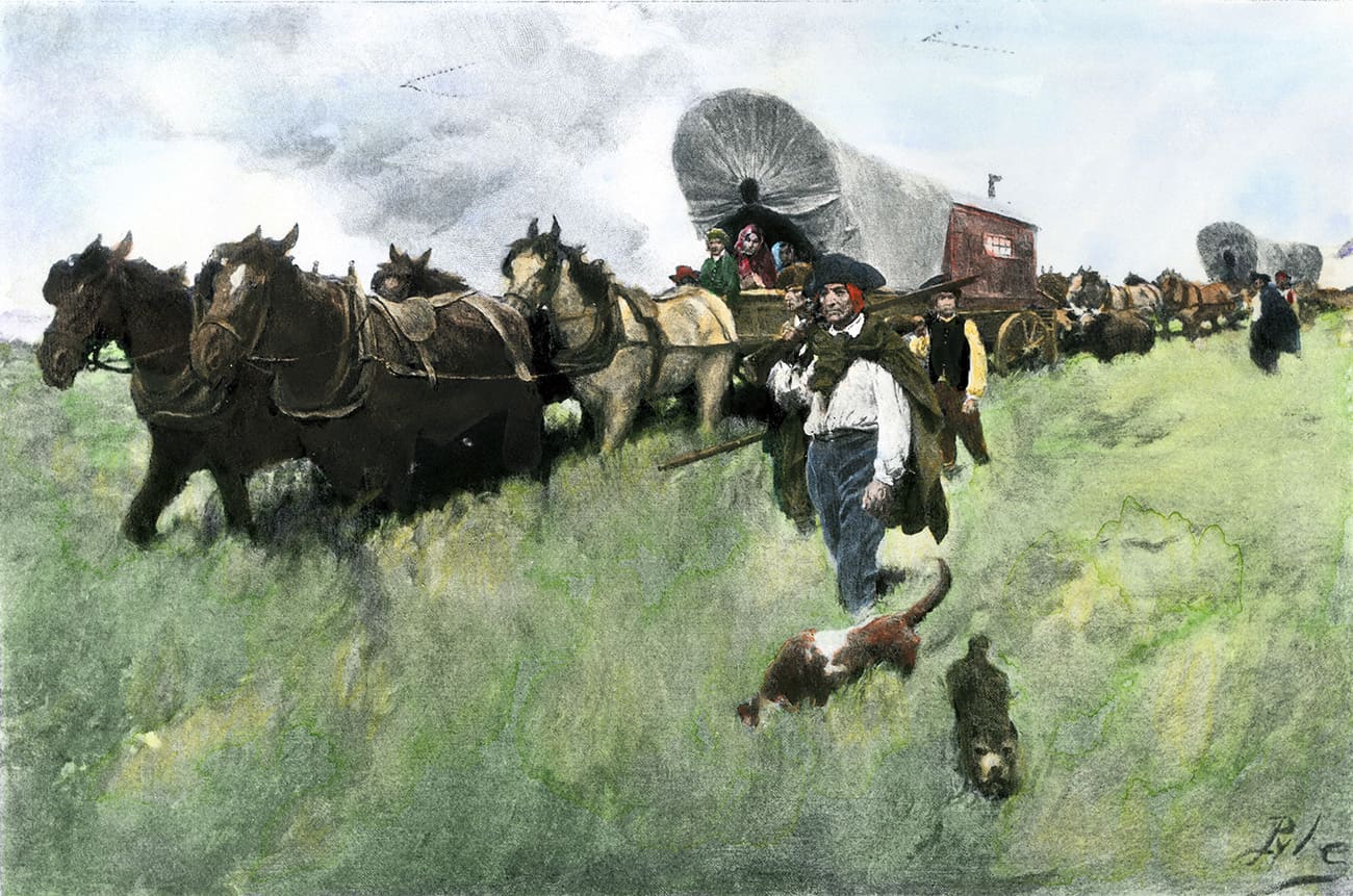 The Connecticut Settlers Entering the Western Reserve | Oil on canvas, 1901 | Howard Pyle (1853-1911) | Private Collection