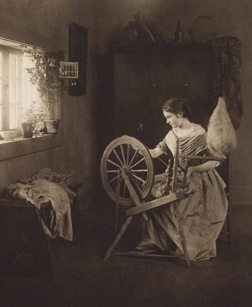 Spinning, 1898 | Clarkson, Emilie V. (American, 1863-1946) | Photogravure, 5" x 6"